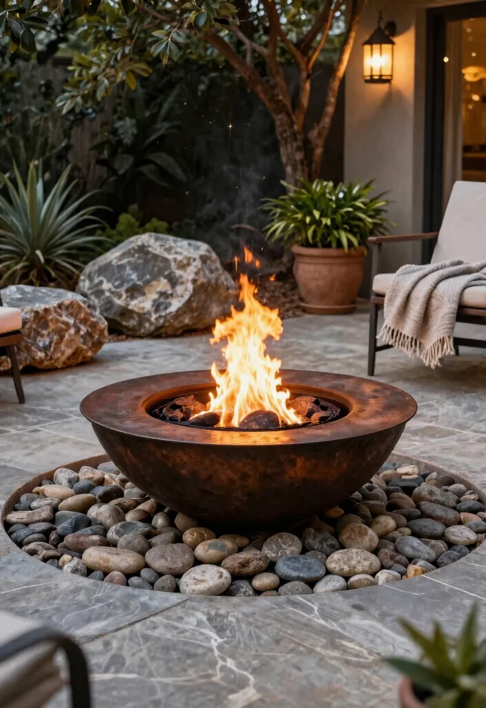 12 Rustic Backyard Fire Pit Ideas That Look High-End on a Budget 4 12 Rustic Backyard Fire Pit Ideas That Look High-End on a Budget - 3. Rustic Steel Fire Bowl 1