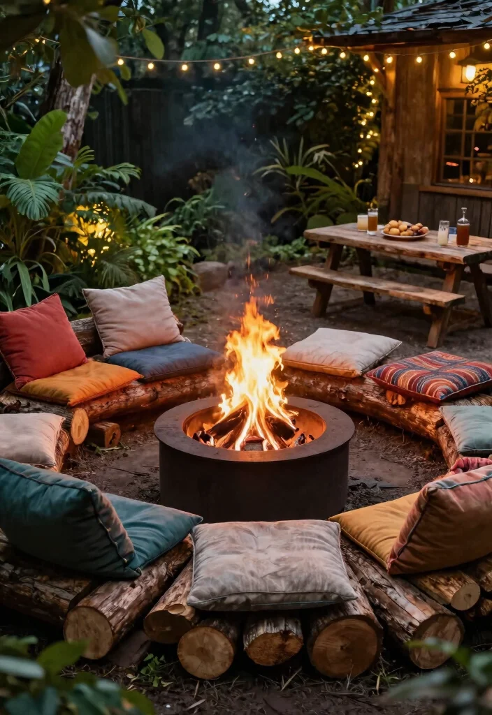 12 Rustic Backyard Fire Pit Ideas That Look High-End on a Budget 5 12 Rustic Backyard Fire Pit Ideas That Look High-End on a Budget - 4. Log Fire Pit Seating 1