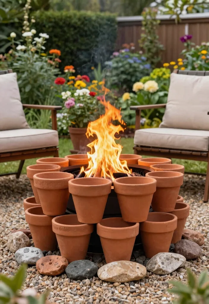 12 Rustic Backyard Fire Pit Ideas That Look High-End on a Budget 6 12 Rustic Backyard Fire Pit Ideas That Look High-End on a Budget - 5. Terracotta Fire Pit 1