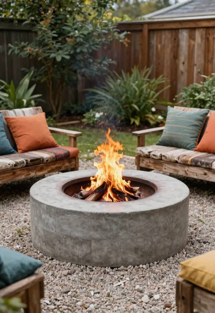 12 Rustic Backyard Fire Pit Ideas That Look High-End on a Budget 7 12 Rustic Backyard Fire Pit Ideas That Look High-End on a Budget - 6. Rustic Concrete Fire Pit 1