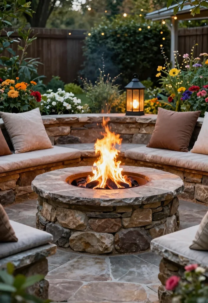 12 Rustic Backyard Fire Pit Ideas That Look High-End on a Budget 8 12 Rustic Backyard Fire Pit Ideas That Look High-End on a Budget - 7. Natural Stone Fire Pit with Seating 1