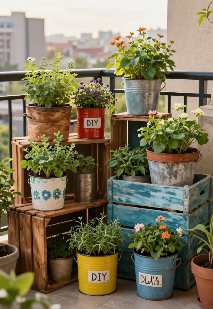 12 Small Balcony Decor Indian Ideas for Tight City Spaces 11 12 Small Balcony Decor Indian Ideas for Tight City Spaces - 10. DIY Upcycled Planters 1
