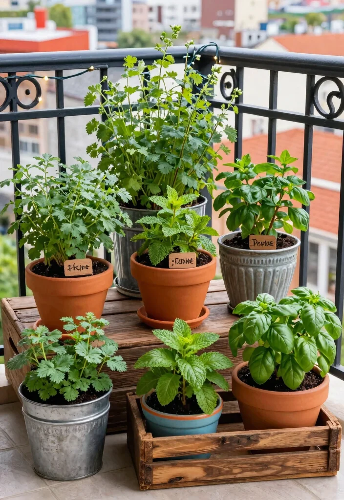 12 Small Balcony Decor Indian Ideas for Tight City Spaces 4 12 Small Balcony Decor Indian Ideas for Tight City Spaces - 3. Herb Pots with a Twist 1