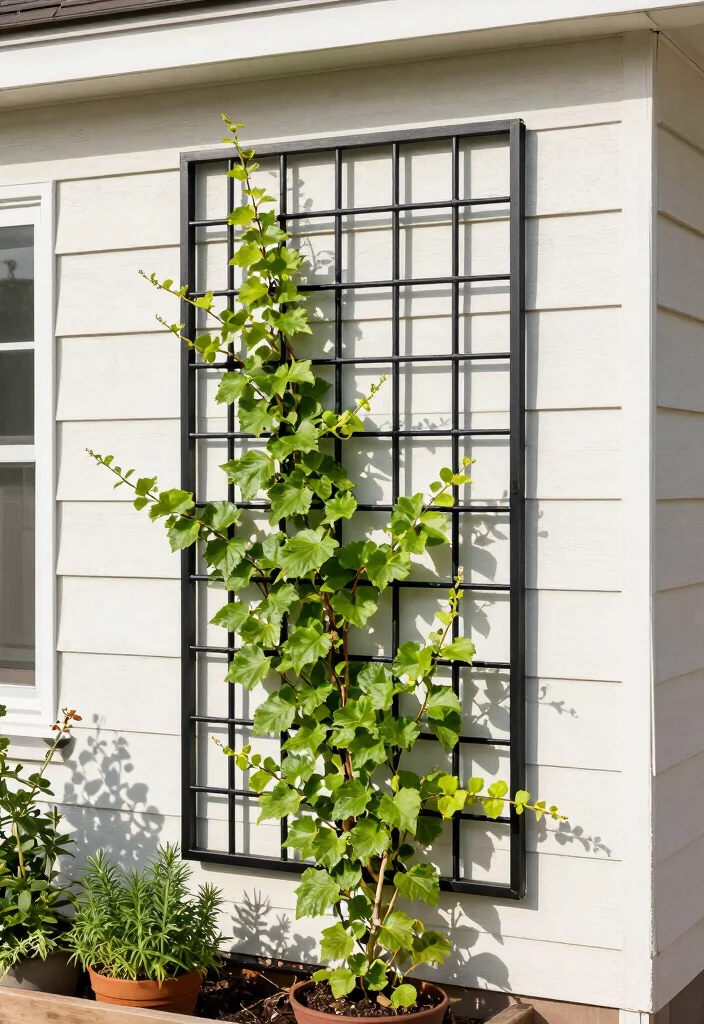 12 Trellis on House Ideas That Don't Damage Siding 3 12 Trellis on House Ideas That Don't Damage Siding - 2. Metal Grid Trellis 1