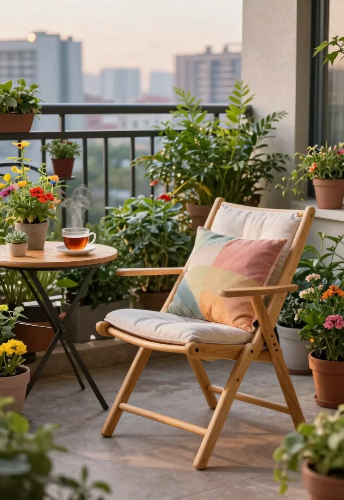 14 Balcony Furniture Ideas for Small Spaces That Fold or Stack 2 14 Balcony Furniture Ideas for Small Spaces That Fold or Stack - 1. Compact Folding Chairs for Tea Time 1