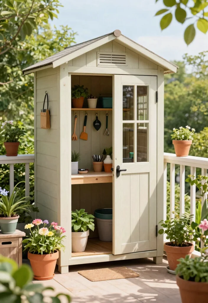 14 Balcony Furniture Ideas for Small Spaces That Fold or Stack 12 14 Balcony Furniture Ideas for Small Spaces That Fold or Stack - 11. Compact Garden Sheds for Storage 1