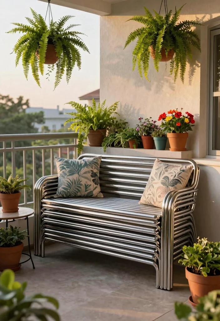 14 Balcony Furniture Ideas for Small Spaces That Fold or Stack 3 14 Balcony Furniture Ideas for Small Spaces That Fold or Stack - 2. Stackable Garden Benches for Gathering 1