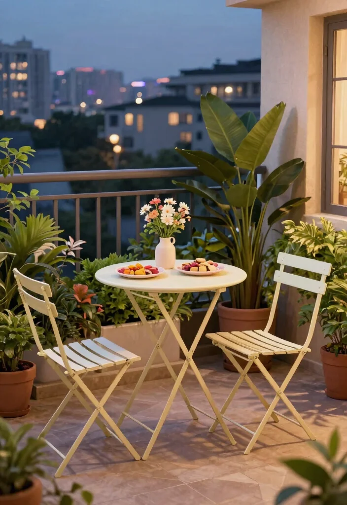 14 Balcony Furniture Ideas for Small Spaces That Fold or Stack 4 14 Balcony Furniture Ideas for Small Spaces That Fold or Stack - 3. Foldable Bistro Tables for Charming Meals 1