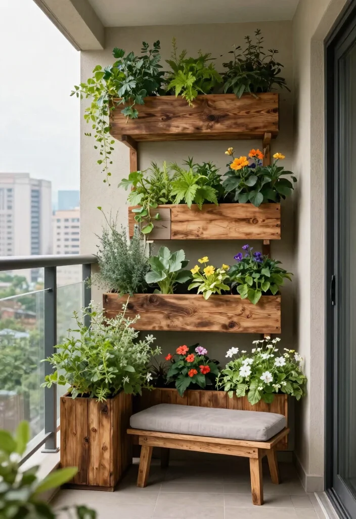 14 Balcony Furniture Ideas for Small Spaces That Fold or Stack 5 14 Balcony Furniture Ideas for Small Spaces That Fold or Stack - 4. Vertical Planters for Space Optimization 1