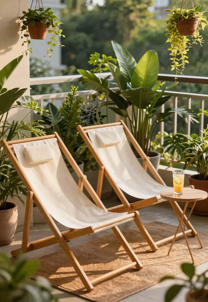 14 Balcony Furniture Ideas for Small Spaces That Fold or Stack 7 14 Balcony Furniture Ideas for Small Spaces That Fold or Stack - 6. Folding Deck Chairs for Relaxation 1