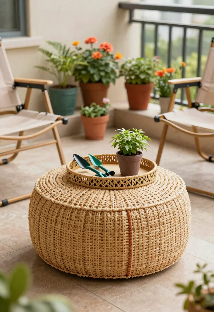 14 Balcony Furniture Ideas for Small Spaces That Fold or Stack 10 14 Balcony Furniture Ideas for Small Spaces That Fold or Stack - 9. Dual-Purpose Outdoor Ottomans 1
