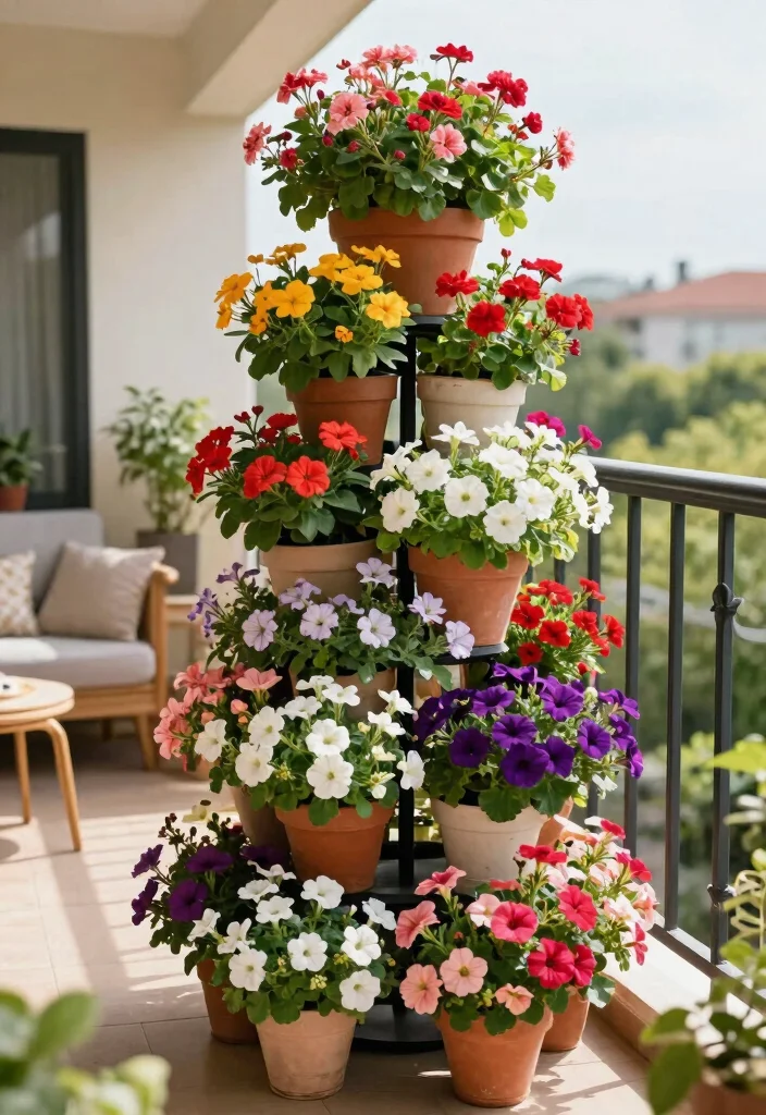 14 Container Flower Garden Ideas for Renters Who Can't Dig 14 14 Container Flower Garden Ideas for Renters Who Can't Dig - 13. Flower Towers 1