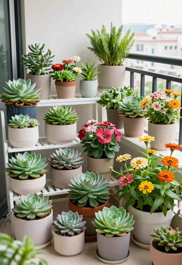 14 Container Flower Garden Ideas for Renters Who Can't Dig 9 14 Container Flower Garden Ideas for Renters Who Can't Dig - 8. Succulent and Flower Mix 1