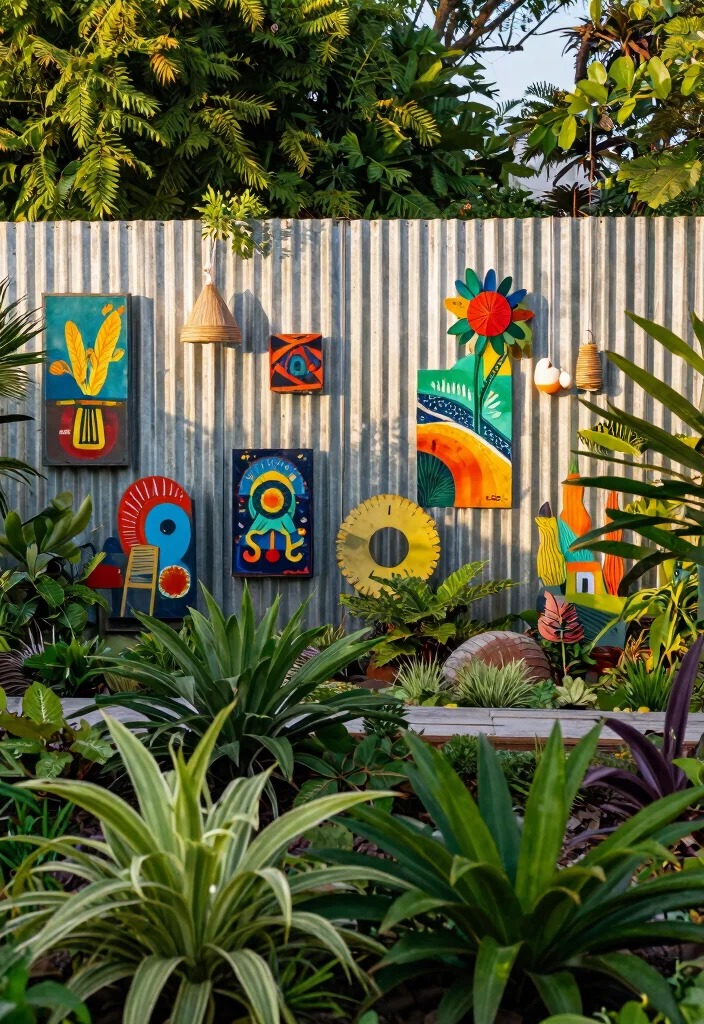 14 Corrugated Metal Fence Ideas That Block Noise and Nosy Neighbors 14 14 Corrugated Metal Fence Ideas That Block Noise and Nosy Neighbors - 13. Outdoor Art Installations 1