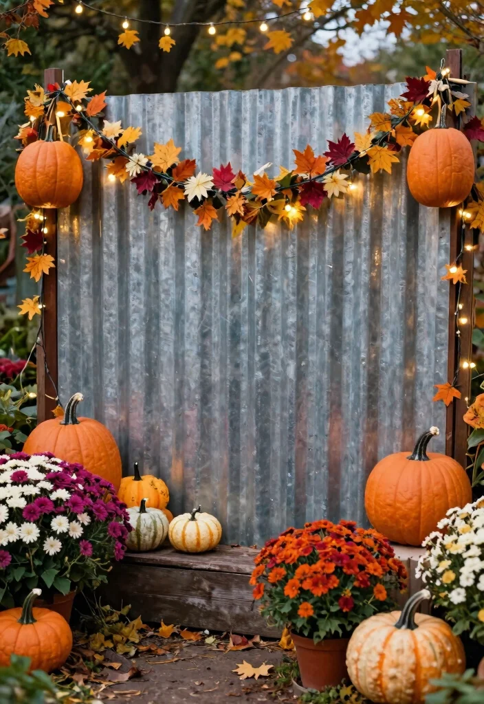 14 Corrugated Metal Fence Ideas That Block Noise and Nosy Neighbors 15 14 Corrugated Metal Fence Ideas That Block Noise and Nosy Neighbors - 14. Seasonal Décor Options 1