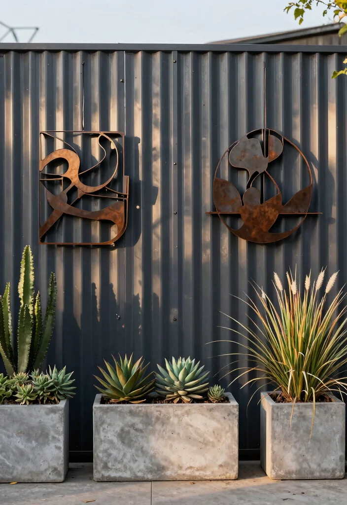 14 Corrugated Metal Fence Ideas That Block Noise and Nosy Neighbors 6 14 Corrugated Metal Fence Ideas That Block Noise and Nosy Neighbors - 5. Industrial Chic Style 1