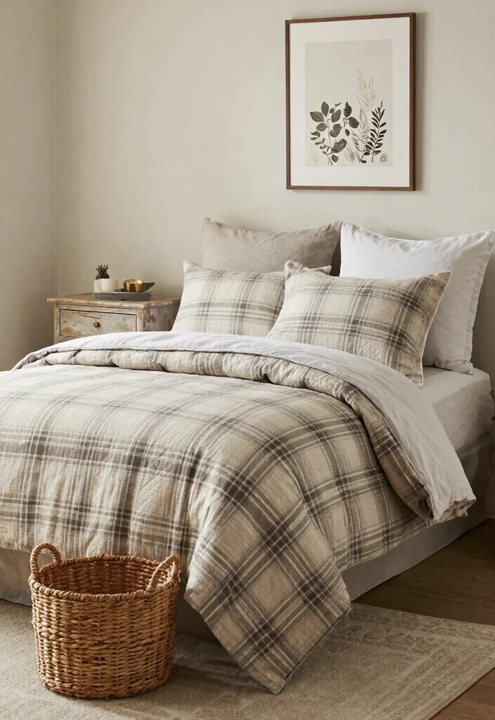 14 Farmhouse Bedding Set Ideas That Feel Cozy Without Looking Cluttered 6 14 Farmhouse Bedding Set Ideas That Feel Cozy Without Looking Cluttered - 5. Rustic Plaid Patterns 1