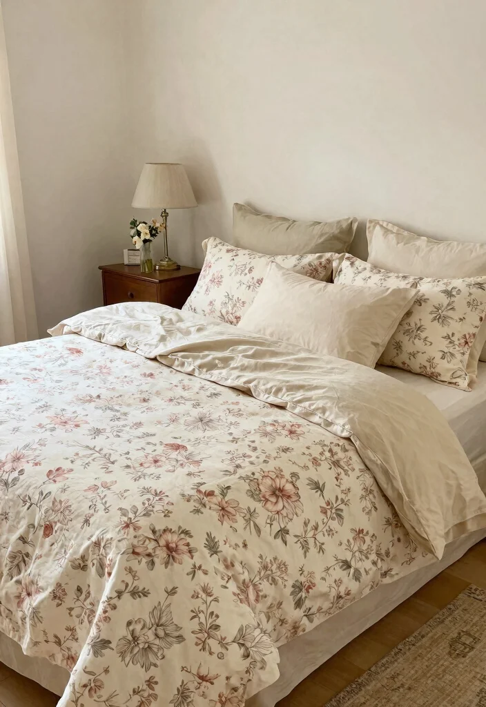 14 Farmhouse Bedding Set Ideas That Feel Cozy Without Looking Cluttered 8 14 Farmhouse Bedding Set Ideas That Feel Cozy Without Looking Cluttered - 7. Vintage Floral Prints 1