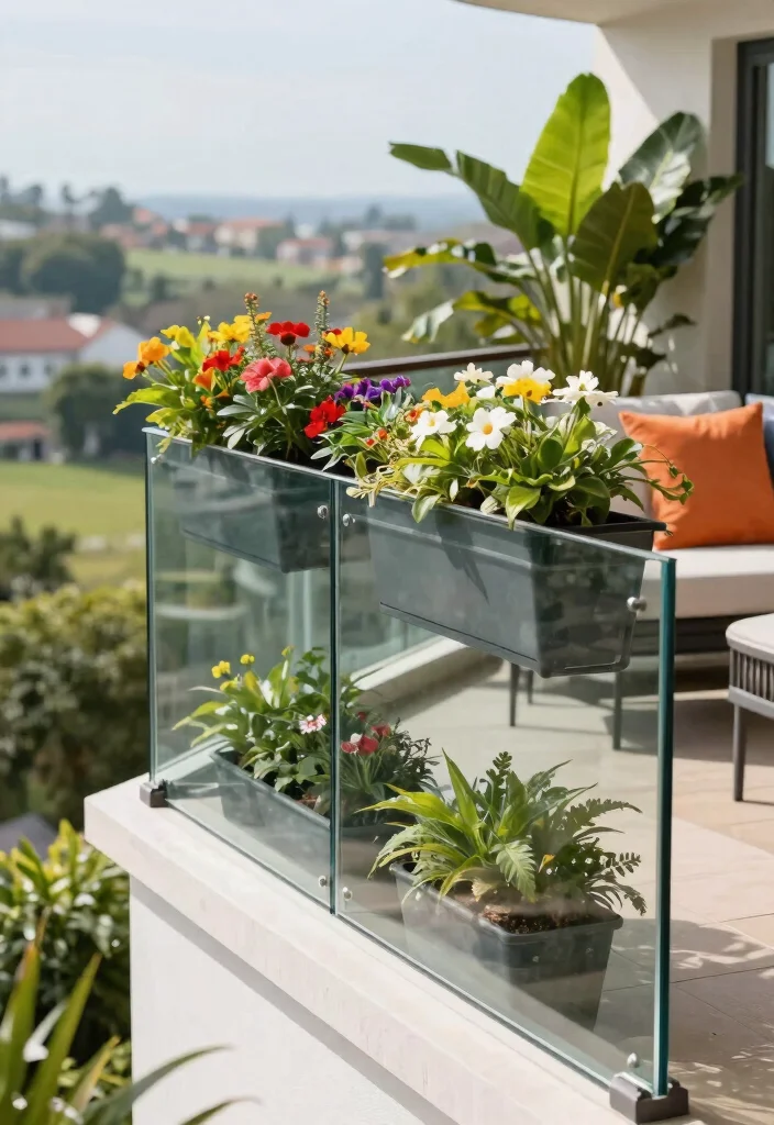 14 Glass Balcony Railing Concepts That Stay Clear Without Constant Cleaning 3 14 Glass Balcony Railing Concepts That Stay Clear Without Constant Cleaning - 2. Integrated Planter Glass Railings 1