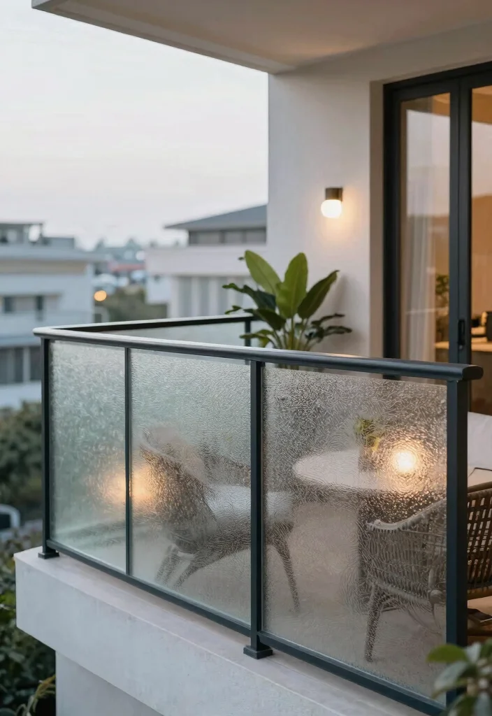 14 Glass Balcony Railing Concepts That Stay Clear Without Constant Cleaning 4 14 Glass Balcony Railing Concepts That Stay Clear Without Constant Cleaning - 3. Frosted Glass Railings for Privacy 1