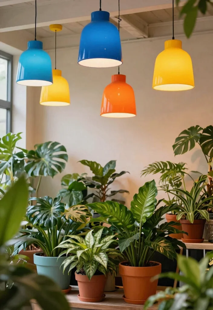 14 High Ceiling Lighting Ideas That Actually Light the Room 9 14 High Ceiling Lighting Ideas That Actually Light the Room - 8. Colorful Fixtures for a Pop of Personality 1