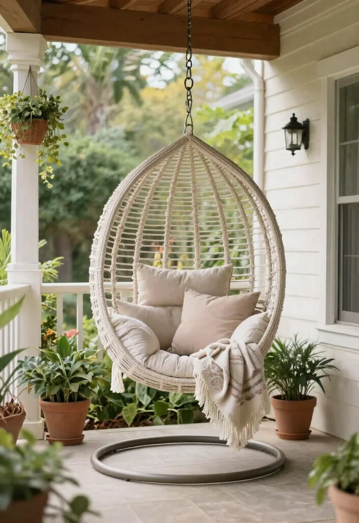 14 Small Front Porch Decor Ideas That Make a Tiny Entry Feel Welcoming 12 14 Small Front Porch Decor Ideas That Make a Tiny Entry Feel Welcoming - 11. Hanging Chairs for a Cozy Retreat 1