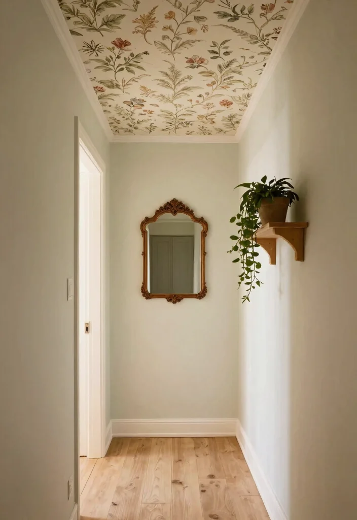 14 Wallpaper Ceiling Hallway Ideas That Make a Narrow Space Feel Taller 11 14 Wallpaper Ceiling Hallway Ideas That Make a Narrow Space Feel Taller - 10. Vintage Botanical Wallpaper 1