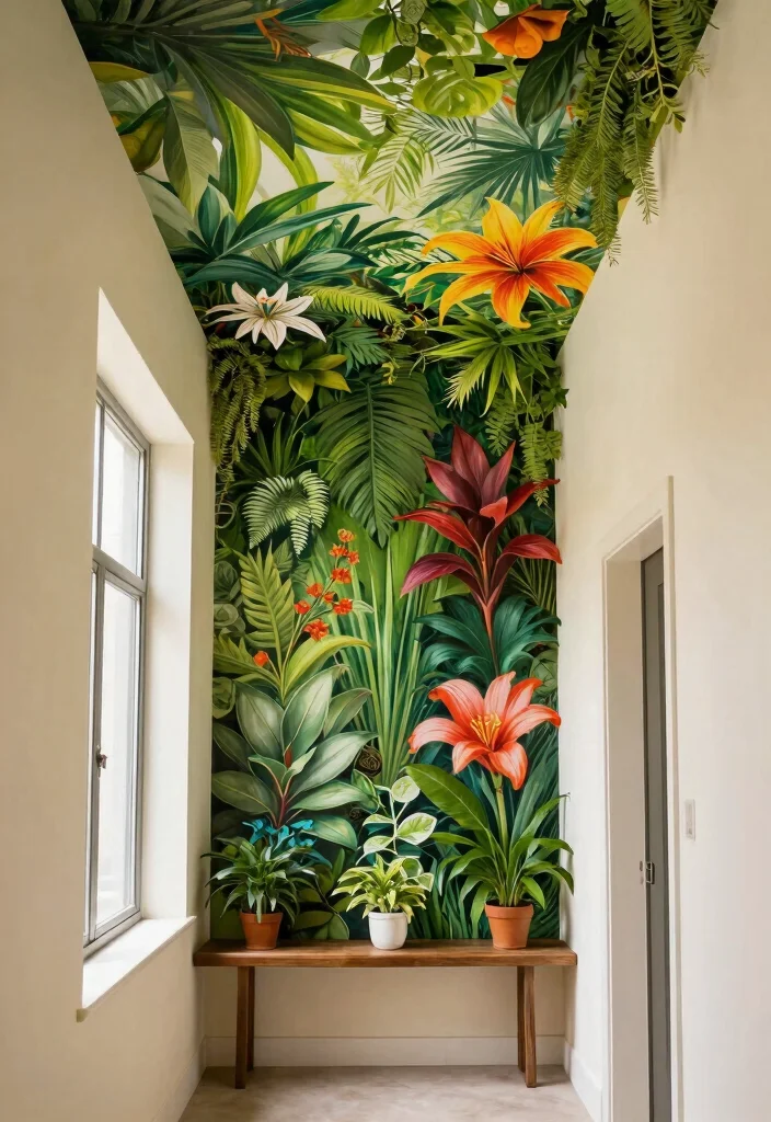 14 Wallpaper Ceiling Hallway Ideas That Make a Narrow Space Feel Taller 3 14 Wallpaper Ceiling Hallway Ideas That Make a Narrow Space Feel Taller - 2. Vertical Garden Murals 1