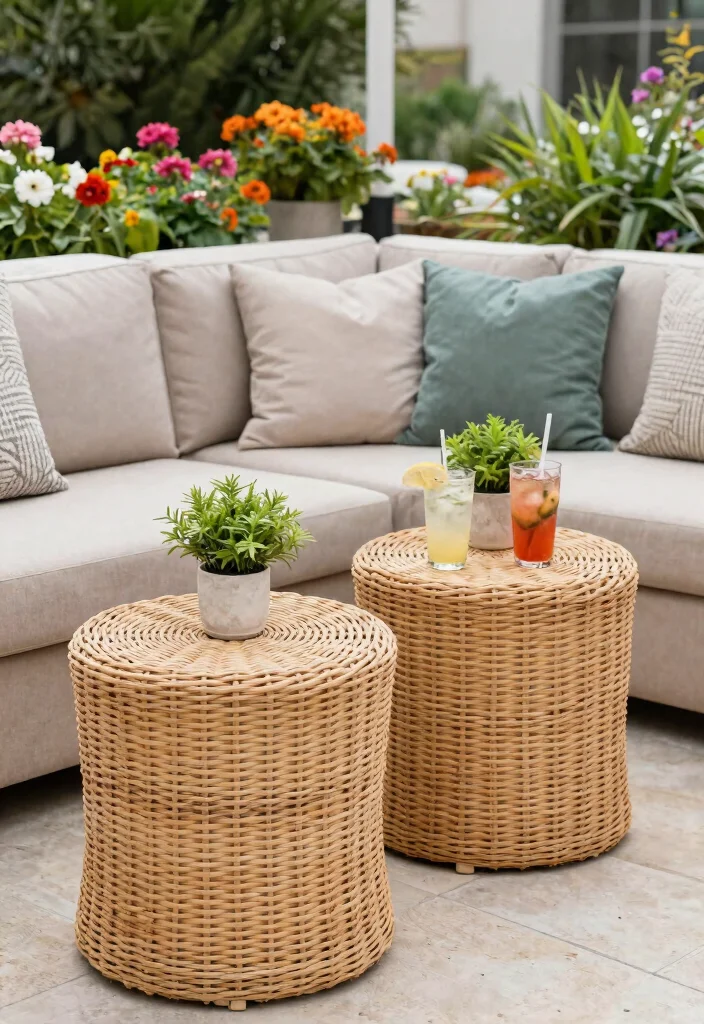 14 Wicker Patio Furniture Sets That Won't Fall Apart in Rain 12 14 Wicker Patio Furniture Sets That Won't Fall Apart in Rain - 11. Stylish Wicker Side Tables 1