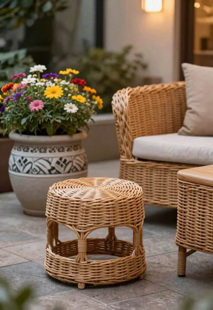 14 Wicker Patio Furniture Sets That Won't Fall Apart in Rain 14 14 Wicker Patio Furniture Sets That Won't Fall Apart in Rain - 13. Understated Wicker Accent Pieces 1