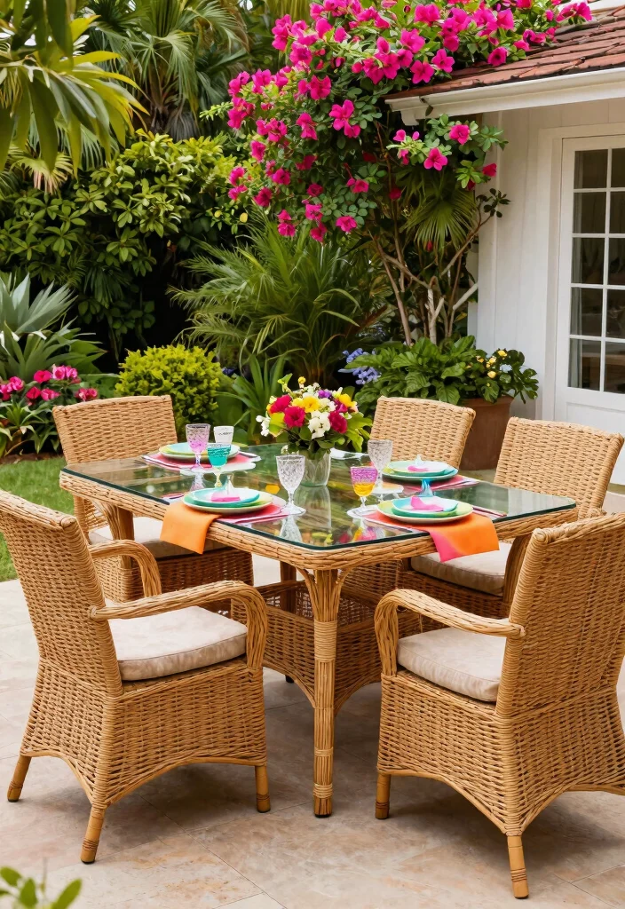 14 Wicker Patio Furniture Sets That Won't Fall Apart in Rain 4 14 Wicker Patio Furniture Sets That Won't Fall Apart in Rain - 3. Family-Friendly Wicker Dining Set 1