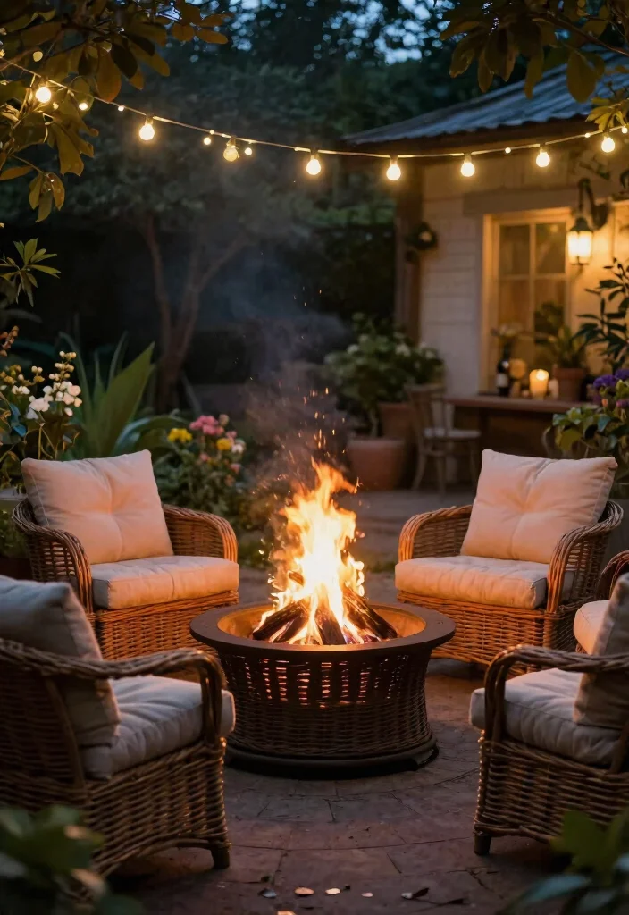 14 Wicker Patio Furniture Sets That Won't Fall Apart in Rain 10 14 Wicker Patio Furniture Sets That Won't Fall Apart in Rain - 9. Cozy Wicker Fire Pit Set 1