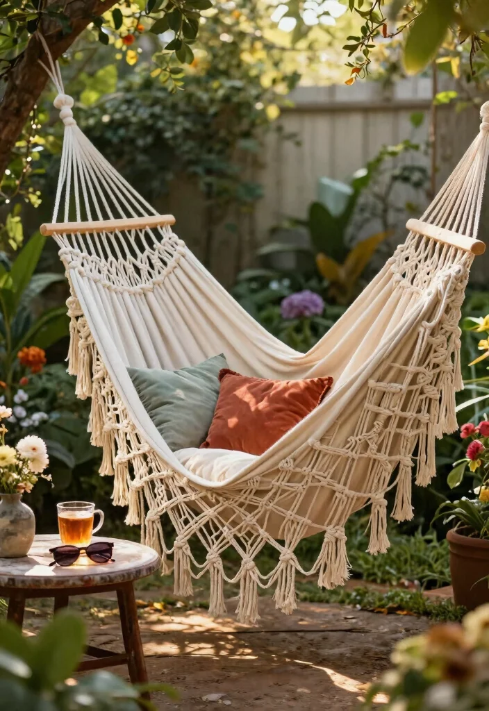 15 Backyard Hammock Ideas That Don't Need Two Perfect Trees 6 15 Backyard Hammock Ideas That Don't Need Two Perfect Trees - 5. Macramé Hammocks for Boho Vibes 1