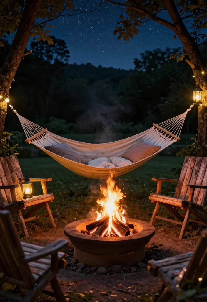 15 Backyard Hammock Ideas That Don't Need Two Perfect Trees 7 15 Backyard Hammock Ideas That Don't Need Two Perfect Trees - 6. Hammocks Over a Fire Pit 1