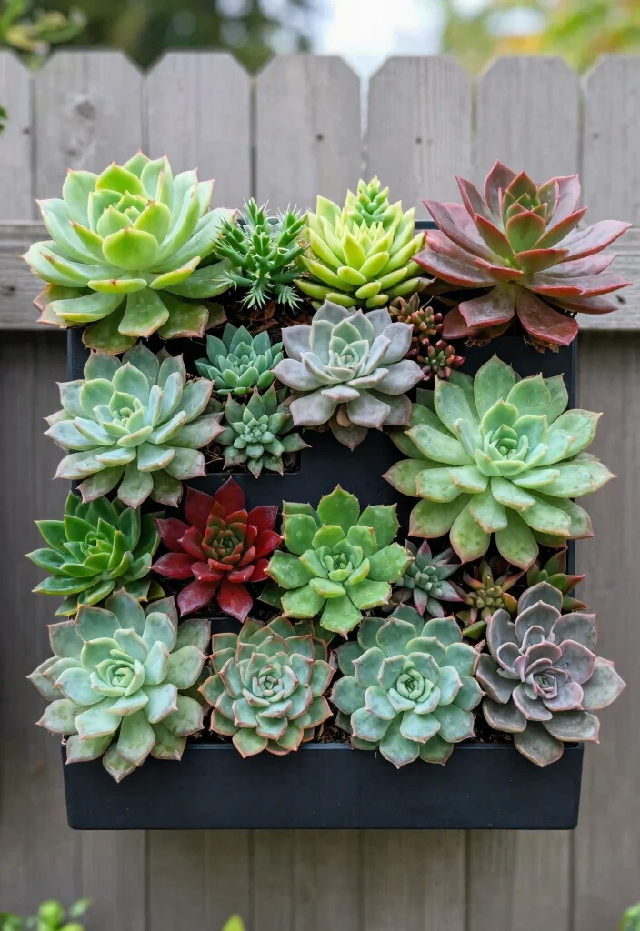 15 Garden Wall Planter Ideas That Hide Ugly Fences 6 15 Garden Wall Planter Ideas That Hide Ugly Fences - 5. Vertical Succulent Display 1