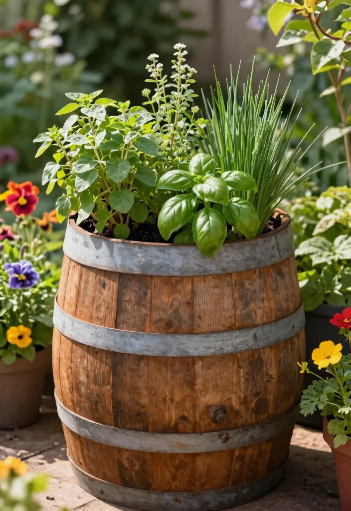 15 Herb Planter Box Ideas That Drain Well and Don't Rot 13 15 Herb Planter Box Ideas That Drain Well and Don't Rot - 12. Wine Barrel Planters 1