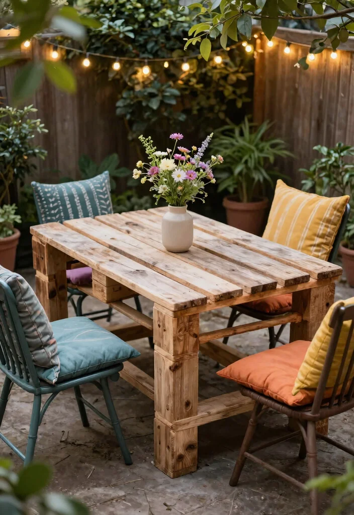 15 Outdoor Dinner Table Ideas That Seat More Without Taking Up Space 13 15 Outdoor Dinner Table Ideas That Seat More Without Taking Up Space - 12. DIY Pallet Table 1