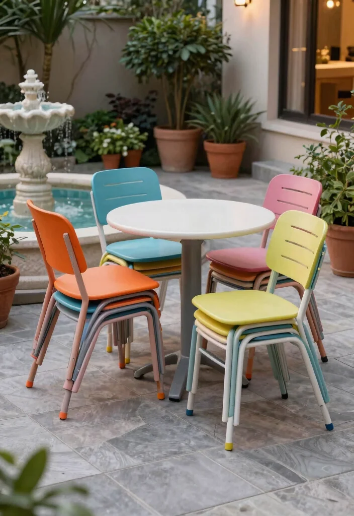 15 Outdoor Dinner Table Ideas That Seat More Without Taking Up Space 3 15 Outdoor Dinner Table Ideas That Seat More Without Taking Up Space - 2. Stackable Chairs 1