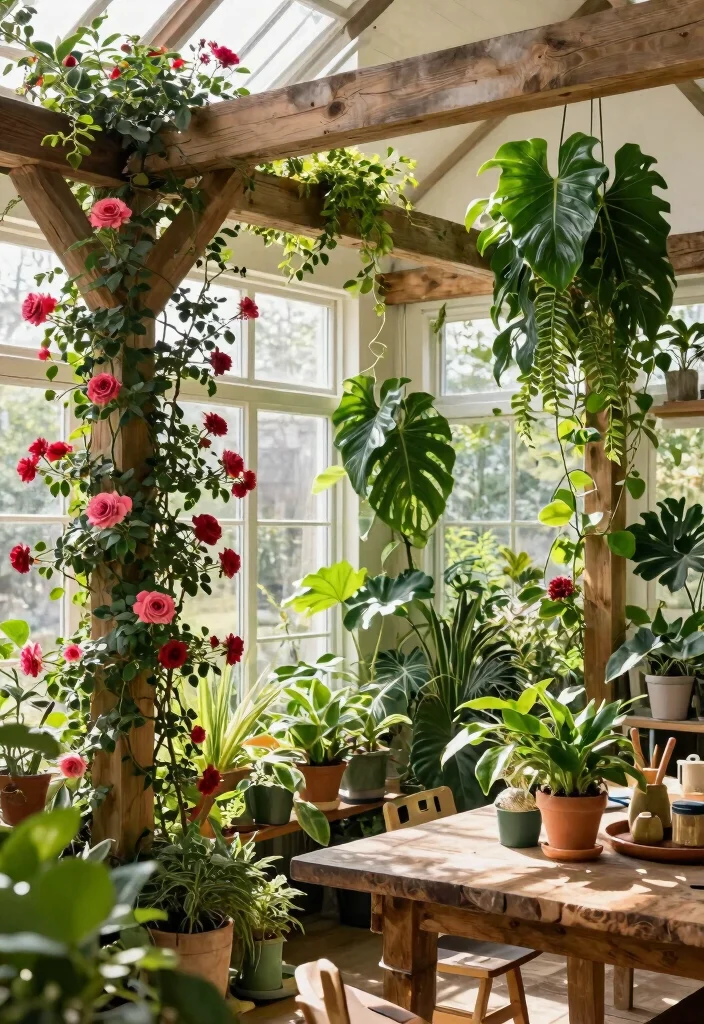 15 Vaulted Ceiling Beams Ideas That Make Low Ceilings Feel Taller 12 15 Vaulted Ceiling Beams Ideas That Make Low Ceilings Feel Taller - 11. Beams as Plant Support Structures 1