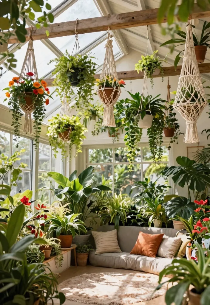 15 Vaulted Ceiling Beams Ideas That Make Low Ceilings Feel Taller 8 15 Vaulted Ceiling Beams Ideas That Make Low Ceilings Feel Taller - 7. Beams with Hanging Gardens 1