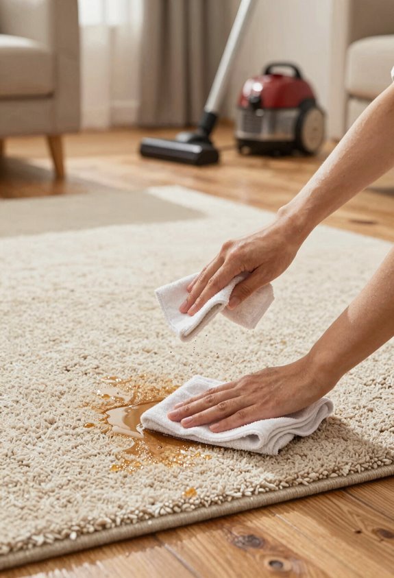 10 Tips for Cleaning Floors With Rugs 3 blot spills promptly to prevent stains